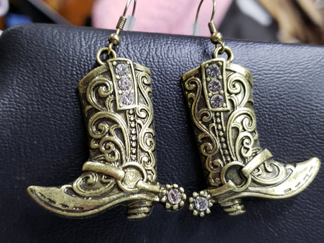 Aretes modelo bota texana con zirconia - Tiendacharra.com - Bodega Tienda Charra