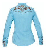 Blusa vaquera dama 017DA01 TURQUESA - Tiendacharra.com - Bodega Tienda Charra