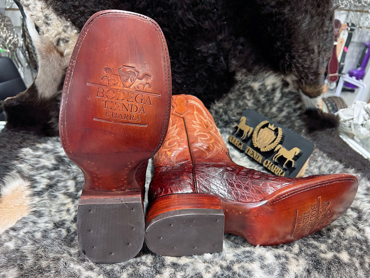 Bota horma Bulldog piel de cocodrilo (Café) - Tiendacharra.com - Bodega Tienda Charra