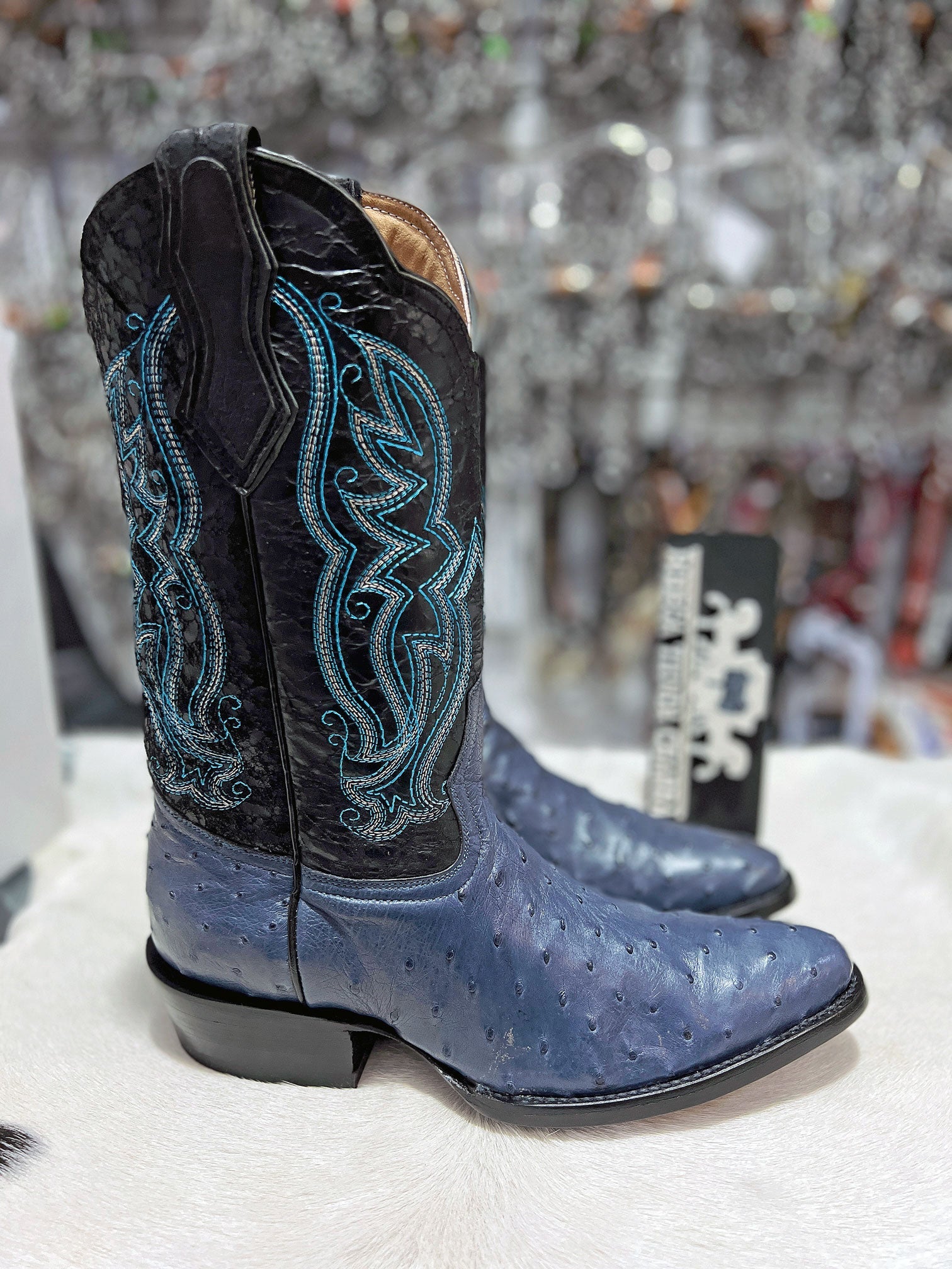 Blue Jeans ostrich skin boot