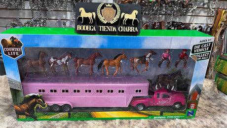 Camioneta RAM rosa con remolque cuello de ganso - Tiendacharra.com - Bodega Tienda Charra