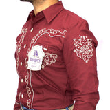 Camisa charra 027CA01 VINO Rangers - Tiendacharra.com - Bodega Tienda Charra