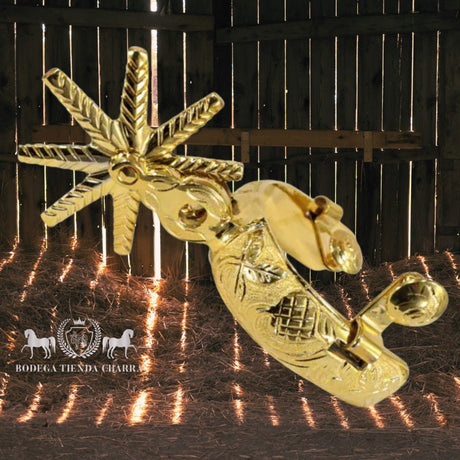 Espuelas Chapeadas en Oro Diseño Hoja de Parra - Tiendacharra.com - Bodega Tienda Charra